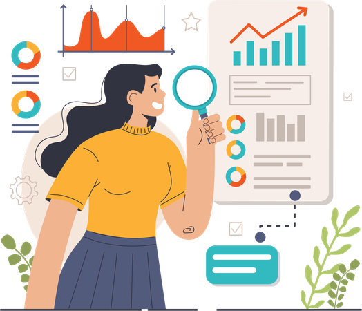 Woman is doing business analysis  Illustration