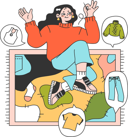 Woman is doing clothes recycling  Illustration