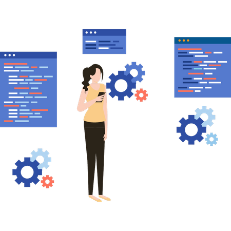 Woman is doing coding management  Illustration