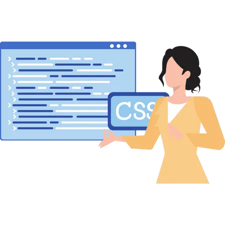 Woman is doing CSS programming  Illustration