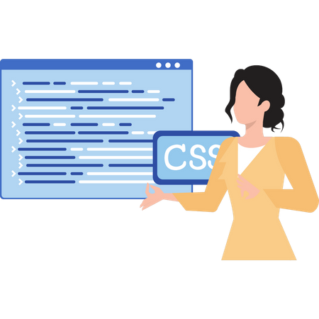 Woman is doing CSS programming  Illustration