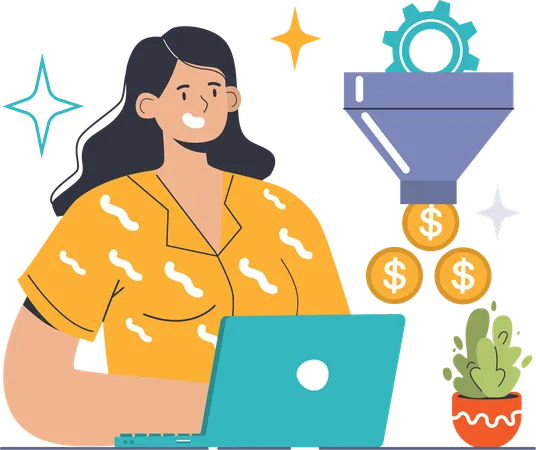 Woman is doing data sorting  Illustration