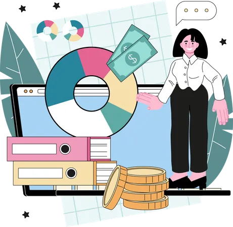 Woman is doing financial management  Illustration