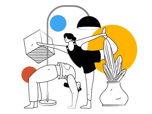 Woman is doing floor exercise  Illustration