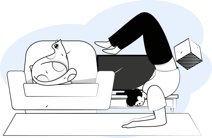 Woman is doing floor exercise  Illustration
