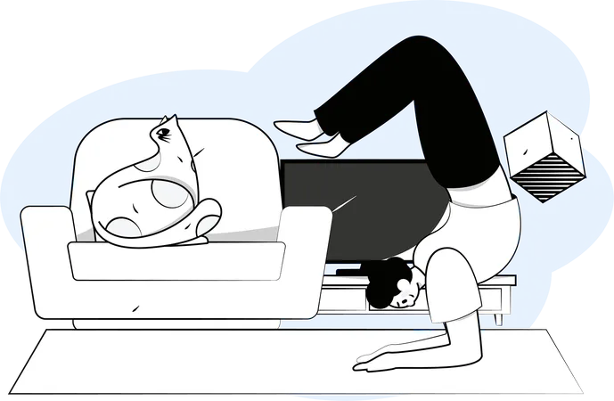 Woman is doing floor exercise  Illustration