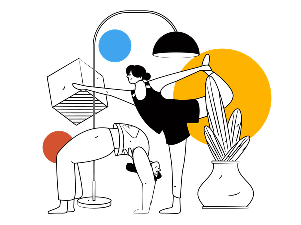 Woman is doing floor exercise  Illustration