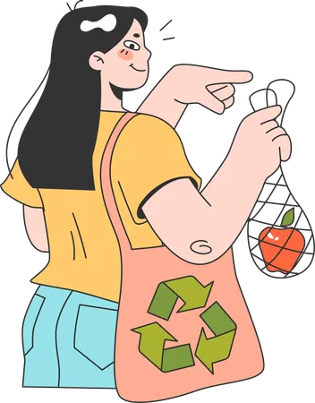 Woman is doing fruit recycling  Illustration