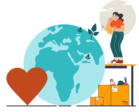 Woman is doing global donation  Illustration