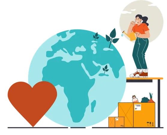 Woman is doing global donation  Illustration