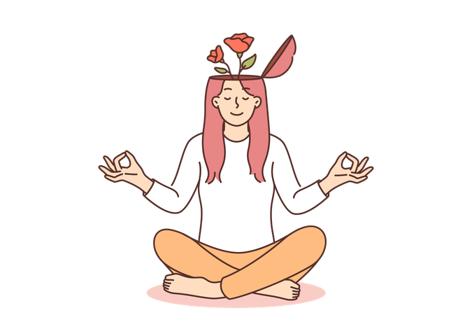 Woman is doing meditation  Illustration