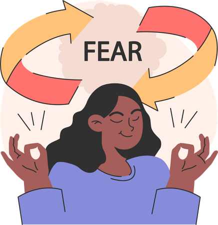 Woman is doing meditation to escape from fear  Illustration