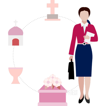 Woman is doing memorial flower  Illustration