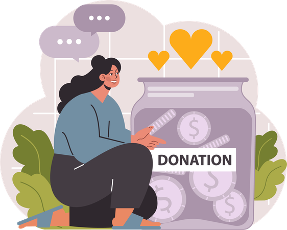 Woman is doing money donation  Illustration