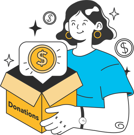 Woman is doing money donation  Illustration