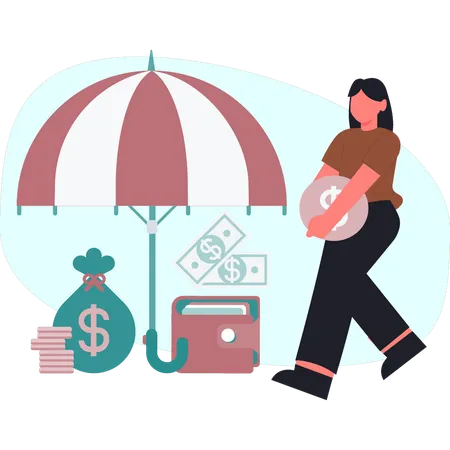 Woman is doing money protection  Illustration