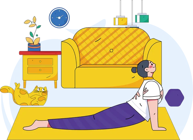 Woman is doing morning exercise  Illustration