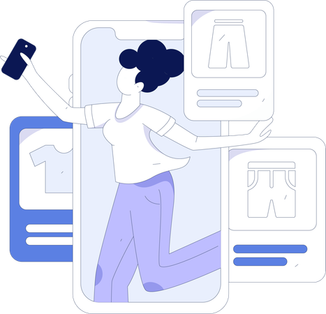 Woman is doing online clothes shopping  Illustration