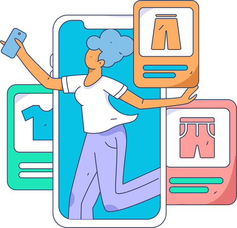 Woman is doing online clothes shopping  Illustration