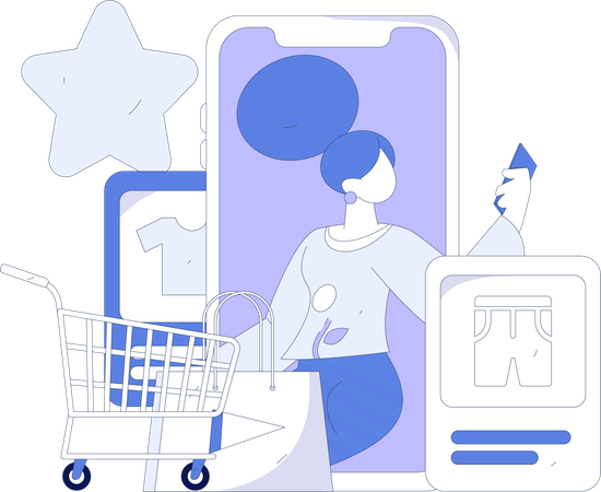 Woman is doing online clothes shopping  Illustration