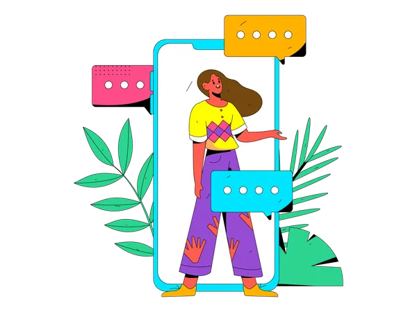 Woman is doing online communication  Illustration