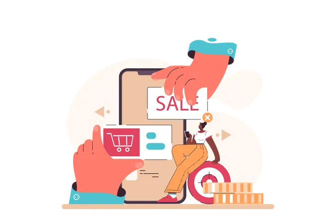 Woman is doing online shopping  Illustration