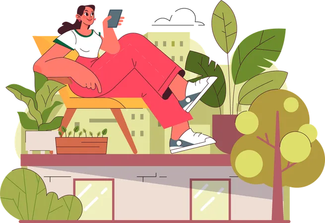 Woman is doing plant care  Illustration