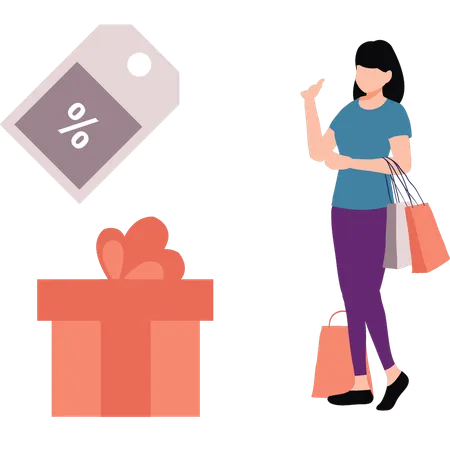 The Girl Has Shopping Bags Illustration