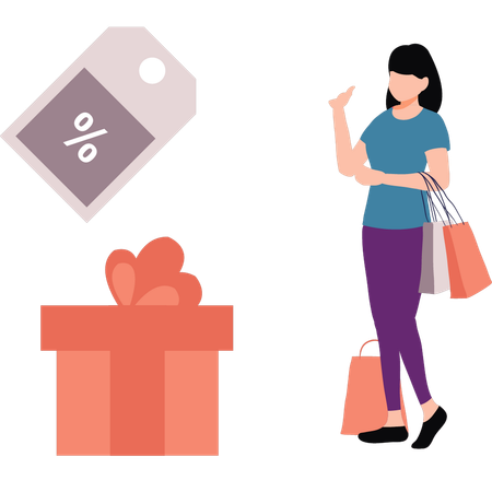 Woman is doing sale shopping  Illustration