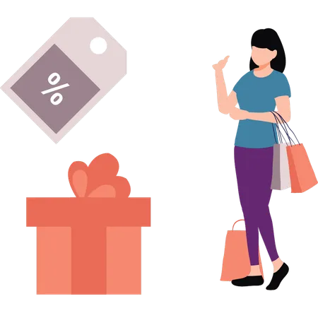 Woman is doing sale shopping  Illustration