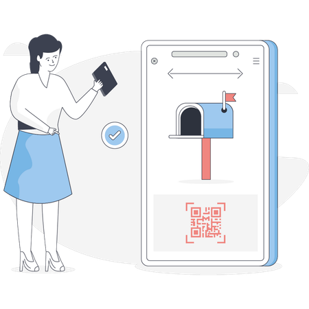 Woman is doing scan mail box  Illustration