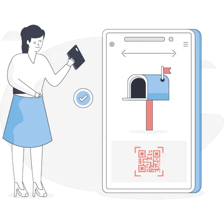 Woman is doing scan mail box  Illustration