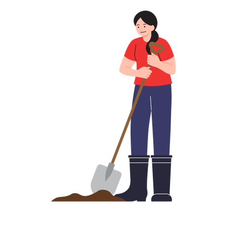 Woman is doing shoveling  Illustration
