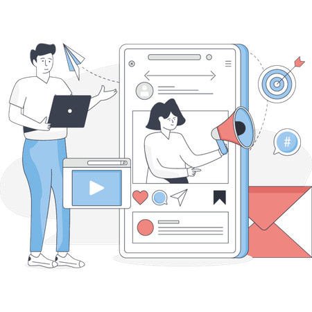Woman is doing social media adversisting  Illustration
