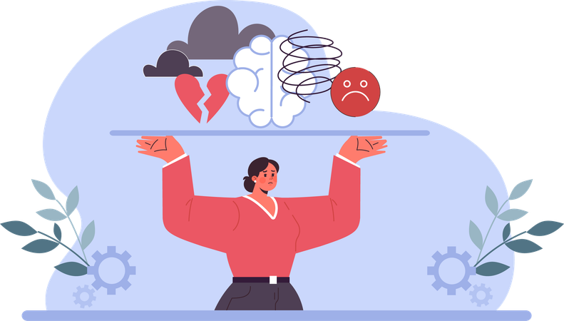 Woman is doing stress management  Illustration