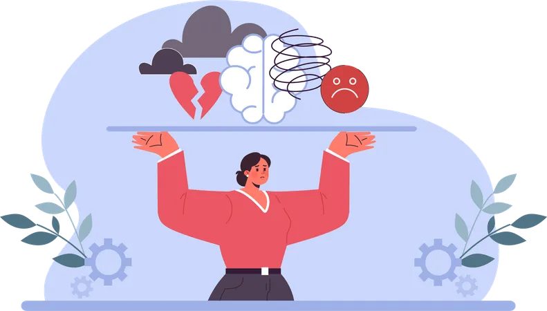 Woman is doing stress management  Illustration