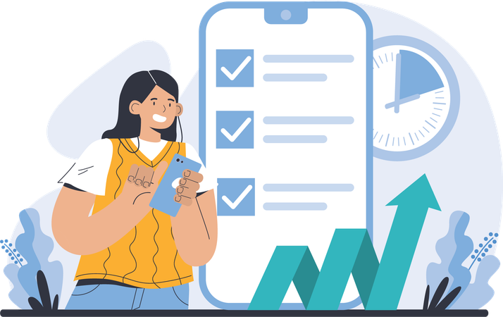 Woman is doing task management  Illustration