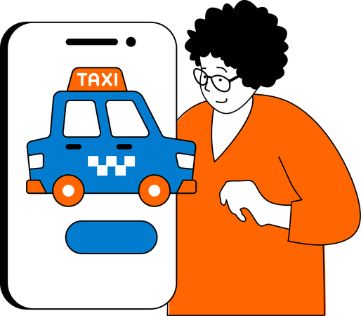Woman is doing taxi booking  Illustration