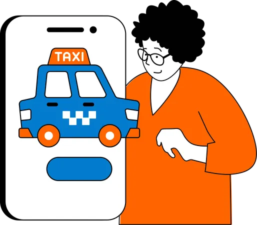 Woman is doing taxi booking  Illustration