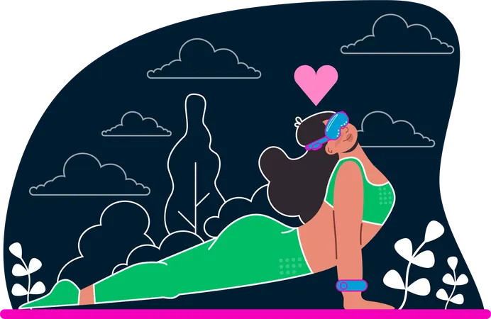 Woman is doing VR exercise  Illustration