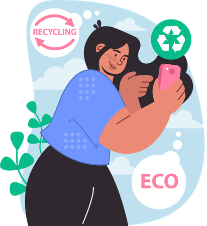 Woman is doing waste management  Illustration