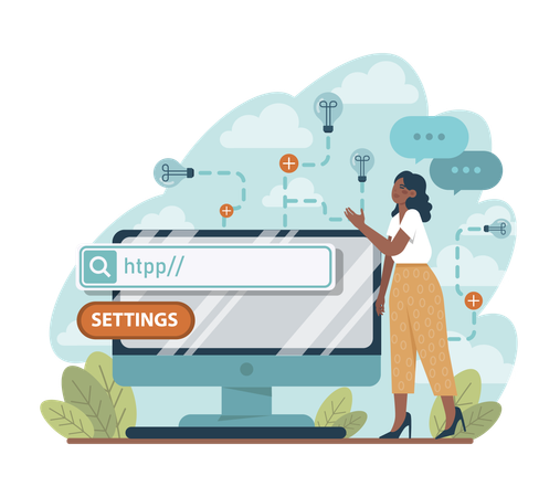 Woman is doing web monitoring  Illustration