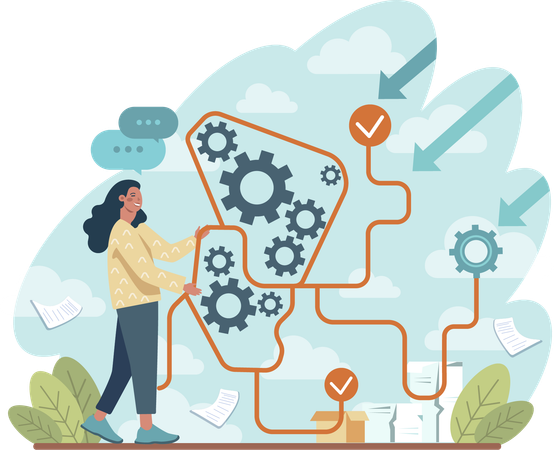 Woman is doing web monitoring  Illustration