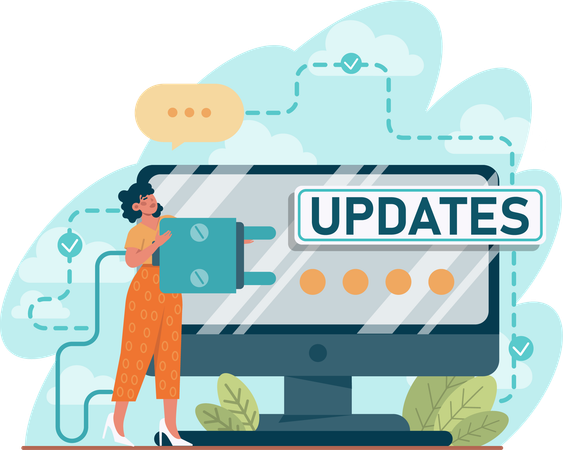 Woman is doing web update  Illustration