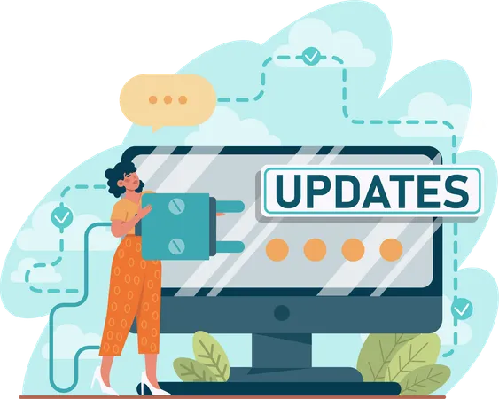 Woman is doing web update  Illustration