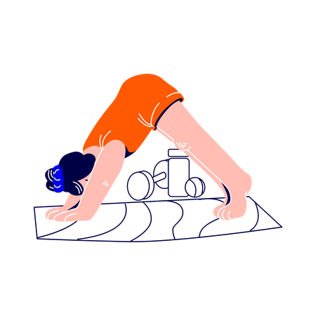 Woman is doing yoga at the fitness center  Illustration