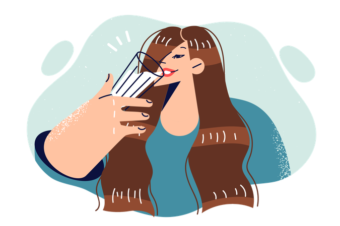 Woman is drinking water  Illustration