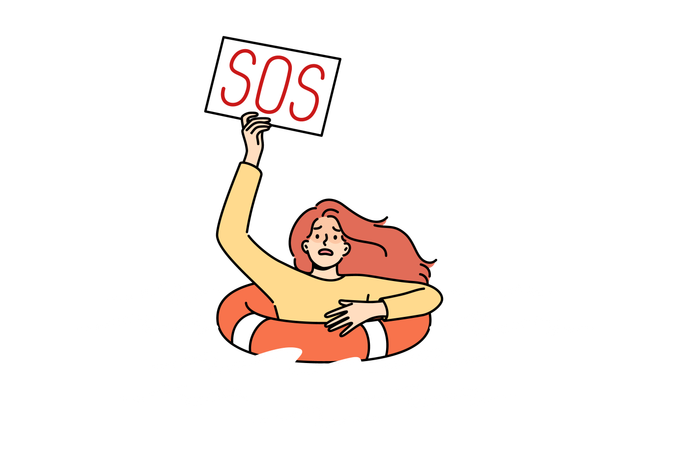 Woman is drowning asking for help  Illustration