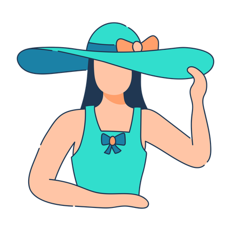 Woman is enjoying at beach  Illustration