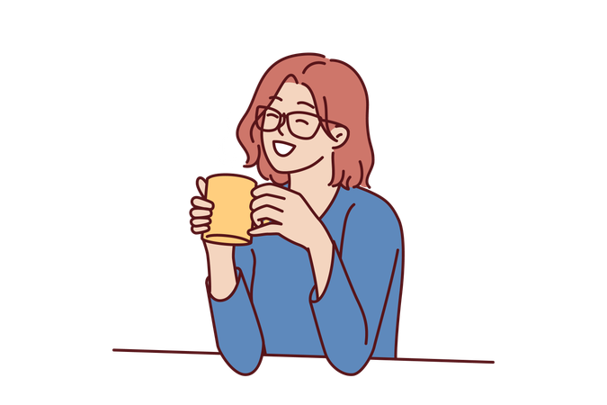 Woman is enjoying her coffee cup  Illustration
